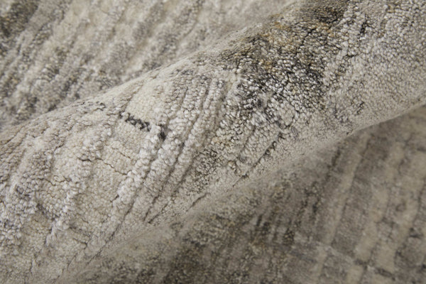 Homeroots 12' Gray And Ivory Abstract Hand Woven Distressed Area Rug - Artisan Crafted For Unique Elegance Gray,Ivory Wool Blend 617293