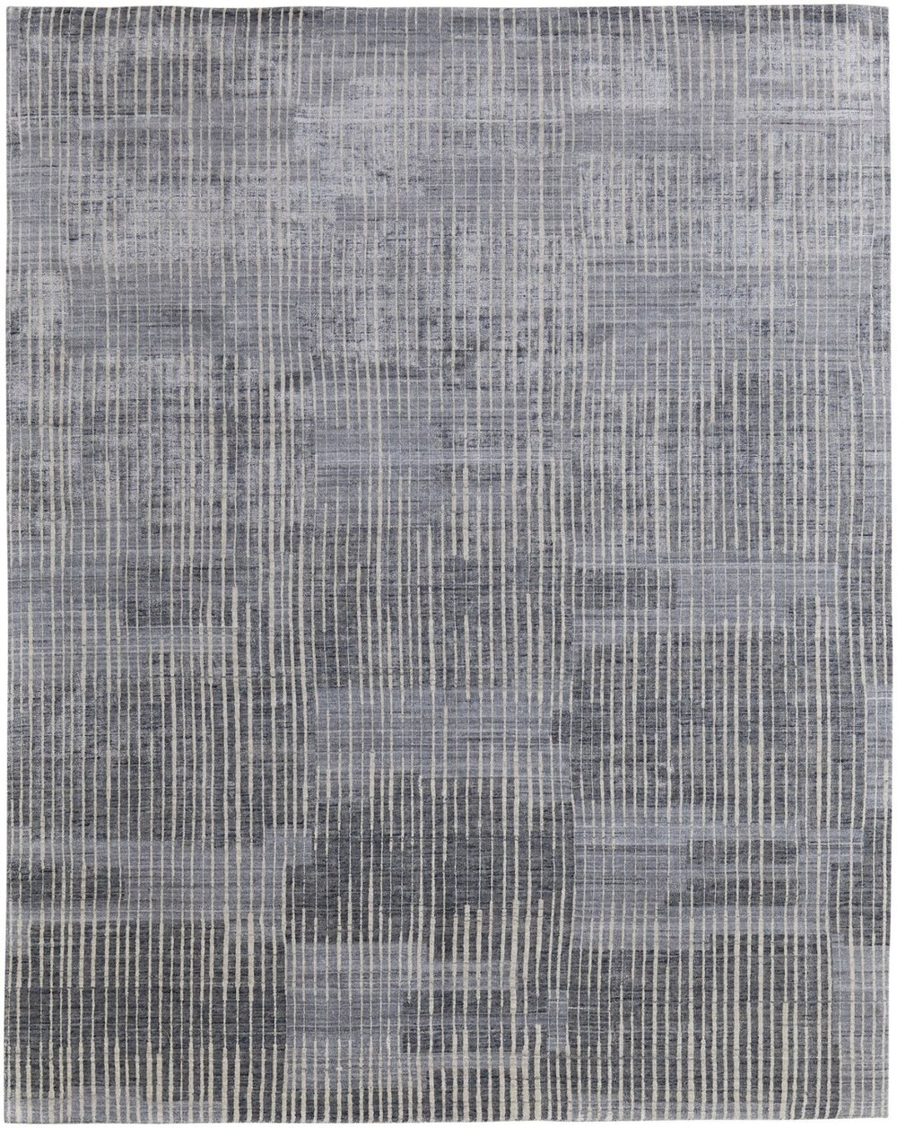 HomeRoots 12' X 15' Hand-Woven Blue Ivory Gray Abstract Area Rug - Artisan Crafted Distressed Design for Style 617294