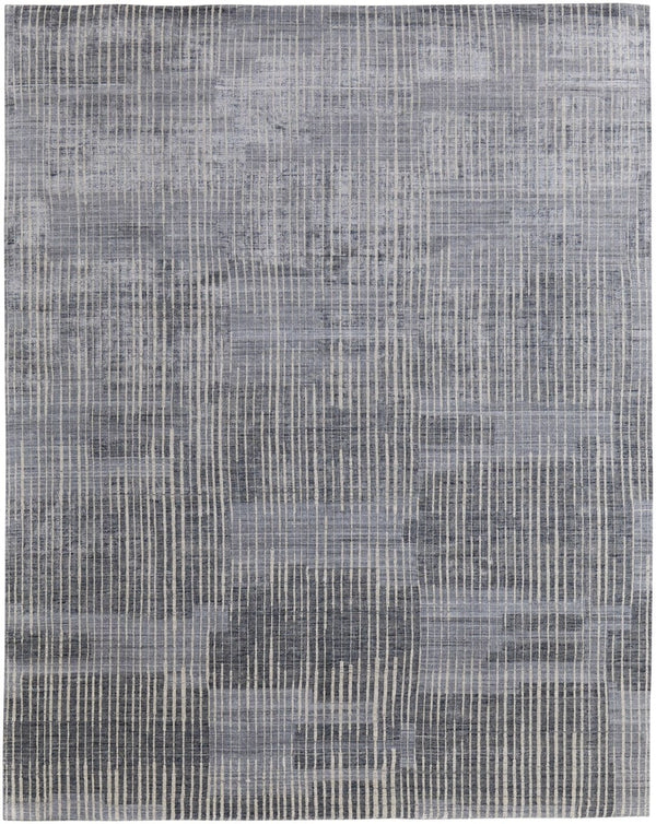 HomeRoots 12' X 15' Hand-Woven Blue Ivory Gray Abstract Area Rug - Artisan Crafted Distressed Design for Style 617294