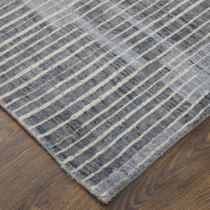 Homeroots 12' Blue Ivory & Gray Abstract Hand Woven Distressed Area Rug - Artisan Crafted, Unique Style & Comfort Blue,Ivory,Gray Wool Blend 617294