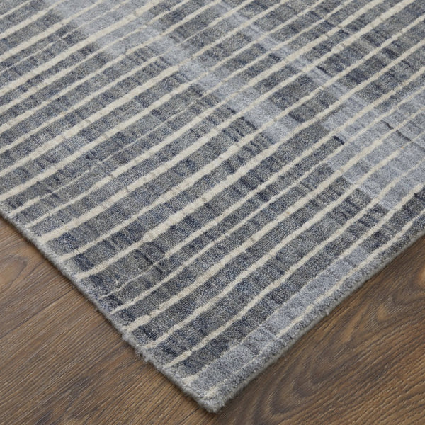 Homeroots 12' Blue Ivory & Gray Abstract Hand Woven Distressed Area Rug - Artisan Crafted, Unique Style & Comfort Blue,Ivory,Gray Wool Blend 617294