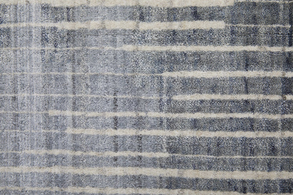Homeroots 12' Blue Ivory & Gray Abstract Hand Woven Distressed Area Rug - Artisan Crafted, Unique Style & Comfort Blue,Ivory,Gray Wool Blend 617294