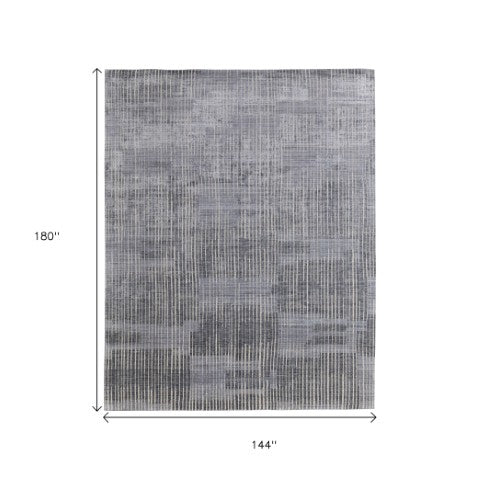 Homeroots 12' Blue Ivory & Gray Abstract Hand Woven Distressed Area Rug - Artisan Crafted, Unique Style & Comfort Blue,Ivory,Gray Wool Blend 617294