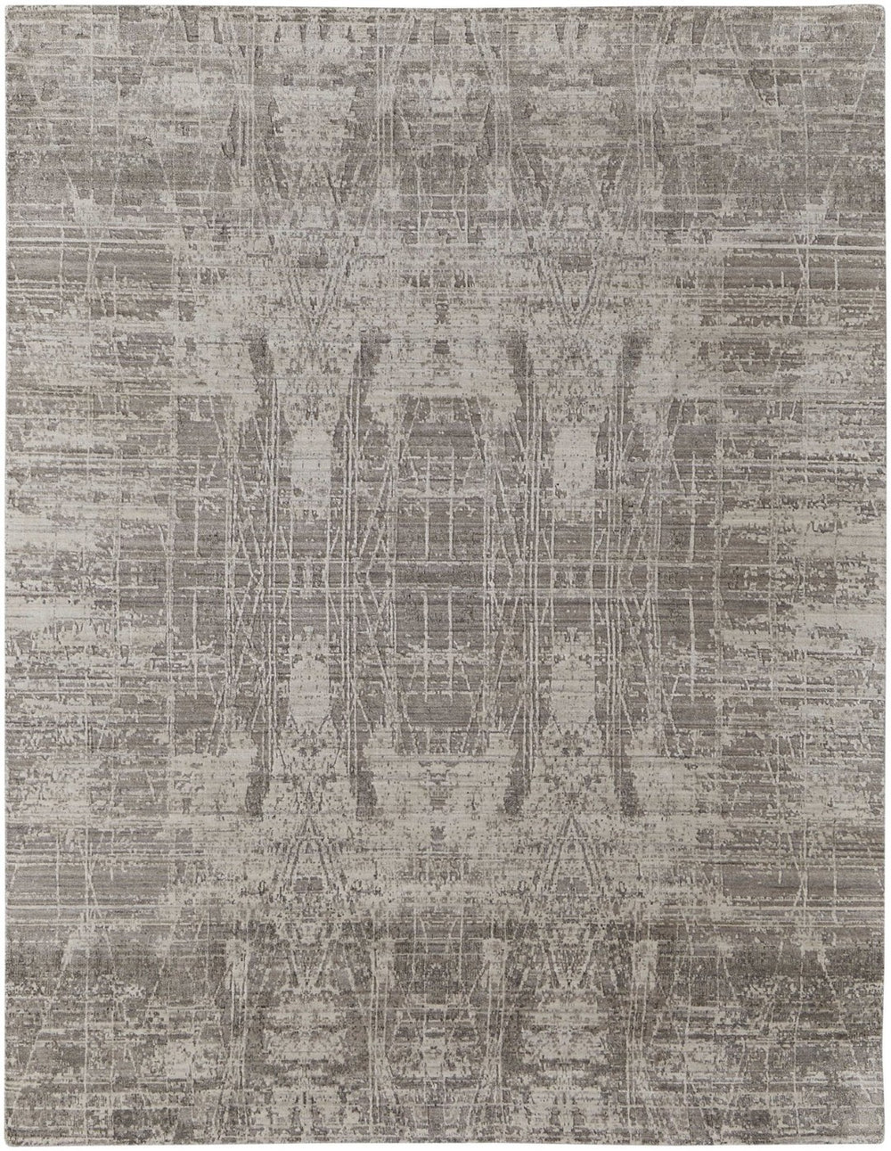 HomeRoots 12' X 15' Hand-Woven Gray and Ivory Area Rug - Luxurious Abstract Design for Modern Living Spaces 617295