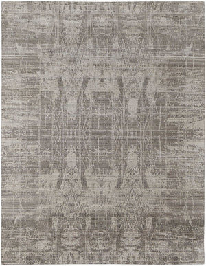 HomeRoots 12' X 15' Hand-Woven Gray and Ivory Area Rug - Luxurious Abstract Design for Modern Living Spaces 617295