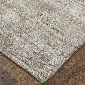 Homeroots 12' Gray And Ivory Abstract Hand Woven Distressed Area Rug - Unique Artisan Craftsmanship, 144"X180" Gray,Ivory Wool Blend 617295