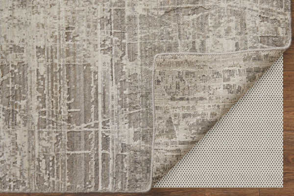 Homeroots 12' Gray And Ivory Abstract Hand Woven Distressed Area Rug - Unique Artisan Craftsmanship, 144"X180" Gray,Ivory Wool Blend 617295