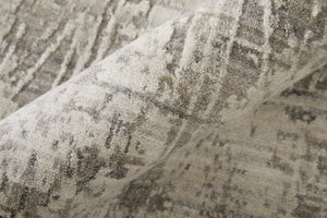 Homeroots 12' Gray And Ivory Abstract Hand Woven Distressed Area Rug - Unique Artisan Craftsmanship, 144"X180" Gray,Ivory Wool Blend 617295