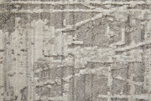 Homeroots 12' Gray And Ivory Abstract Hand Woven Distressed Area Rug - Unique Artisan Craftsmanship, 144"X180" Gray,Ivory Wool Blend 617295