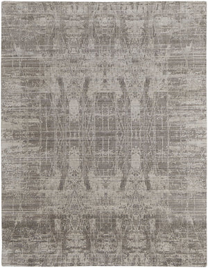 Homeroots 12' Gray And Ivory Abstract Hand Woven Distressed Area Rug - Unique Artisan Craftsmanship, 144"X180" Gray,Ivory Wool Blend 617295