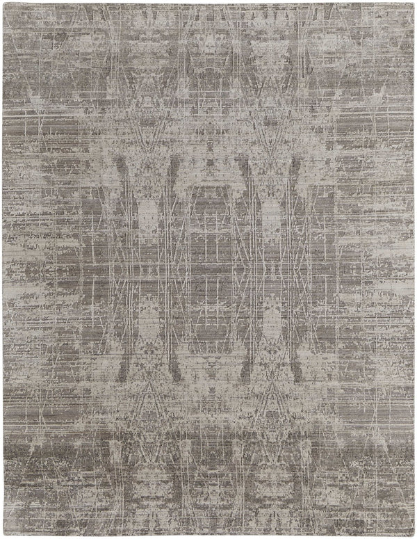 Homeroots 12' Gray And Ivory Abstract Hand Woven Distressed Area Rug - Unique Artisan Craftsmanship, 144"X180" Gray,Ivory Wool Blend 617295