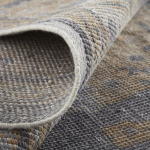 Homeroots 12' Gray Blue Tan Hand Knotted Distressed Area Rug - Luxurious, Stain Resistant, Perfect For Families! Gray,Blue,Tan Synthetic 617296