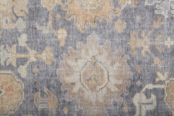 Homeroots 12' Gray Blue Tan Hand Knotted Distressed Area Rug - Luxurious, Stain Resistant, Perfect For Families! Gray,Blue,Tan Synthetic 617296