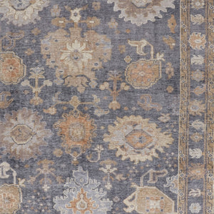 Homeroots 12' Gray Blue Tan Hand Knotted Distressed Area Rug - Luxurious, Stain Resistant, Perfect For Families! Gray,Blue,Tan Synthetic 617296