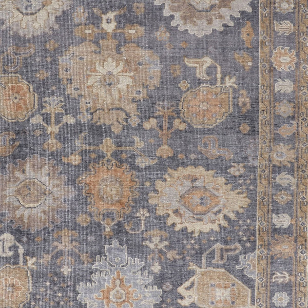 Homeroots 12' Gray Blue Tan Hand Knotted Distressed Area Rug - Luxurious, Stain Resistant, Perfect For Families! Gray,Blue,Tan Synthetic 617296