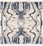 Unique Loom Hygge Shag Valley Machine Made Abstract Rug Blue, Gray/Ivory 8' 0" x 8' 0"