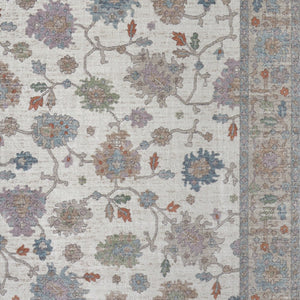 Homeroots 5' X 8' Floral Distressed Area Rug - Stylish, Durable, Stain-resistant For Kid & Pet-friendly Homes Ivory,Brown,Blue Polypropylene Blend 617322