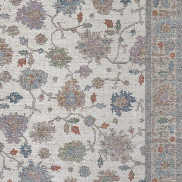 Homeroots 5' X 8' Floral Distressed Area Rug - Stylish, Durable, Stain-resistant For Kid & Pet-friendly Homes Ivory,Brown,Blue Polypropylene Blend 617322