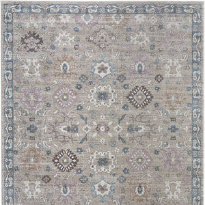 Homeroots 5' X 8' Floral Distressed Area Rug - Durable, Stain Resistant Design Perfect For Homes With Kids & Pets Gray,Blue,Taupe Polypropylene Blend 617323