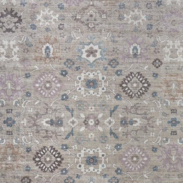 Homeroots 5' X 8' Floral Distressed Area Rug - Durable, Stain Resistant Design Perfect For Homes With Kids & Pets Gray,Blue,Taupe Polypropylene Blend 617323