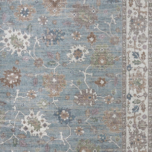 Homeroots 5' X 8' Floral Distressed Area Rug - Durable, Stain Resistant Bohemian Design For Any Space Blue,Ivory,Brown Polypropylene Blend 617324