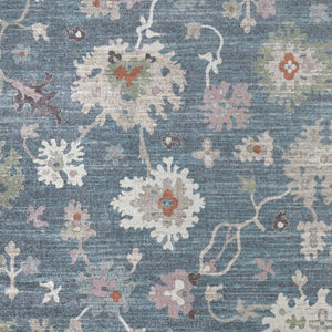 Homeroots 5' X 8' Abstract Distressed Area Rug - Durable, Stain-resistant, Stylish Bohemian Statement Piece Blue,Ivory,Pink Polypropylene Blend 617325