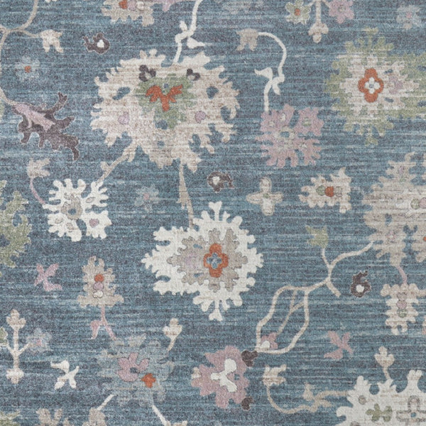 Homeroots 5' X 8' Abstract Distressed Area Rug - Durable, Stain-resistant, Stylish Bohemian Statement Piece Blue,Ivory,Pink Polypropylene Blend 617325