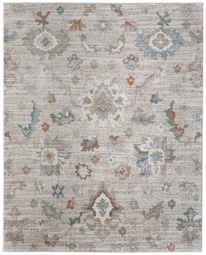 Homeroots 5' Abstract Distressed Area Rug - Durable, Stain Resistant, Perfect For Kids & Pets, Stylish Focal Point Tan,Brown,Blue Polypropylene Blend 617326