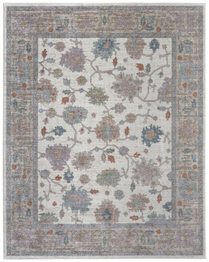 Homeroots 5' X 8' Floral Distressed Area Rug - Stylish, Durable, Stain-resistant For Kid & Pet-friendly Homes Ivory,Brown,Blue Polypropylene Blend 617327