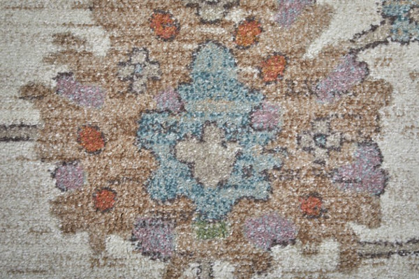 Homeroots 5' X 8' Floral Distressed Area Rug - Stylish, Durable, Stain-resistant For Kid & Pet-friendly Homes Ivory,Brown,Blue Polypropylene Blend 617327