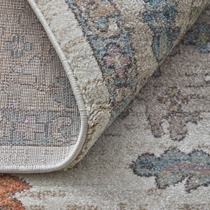 Homeroots 5' X 8' Floral Distressed Area Rug - Stylish, Durable, Stain-resistant For Kid & Pet-friendly Homes Ivory,Brown,Blue Polypropylene Blend 617327