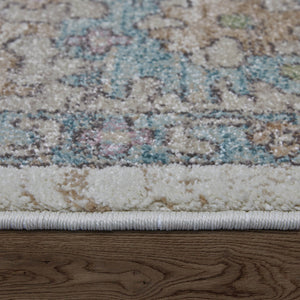 Homeroots 5' X 8' Floral Distressed Area Rug - Stylish, Durable, Stain-resistant For Kid & Pet-friendly Homes Ivory,Brown,Blue Polypropylene Blend 617327