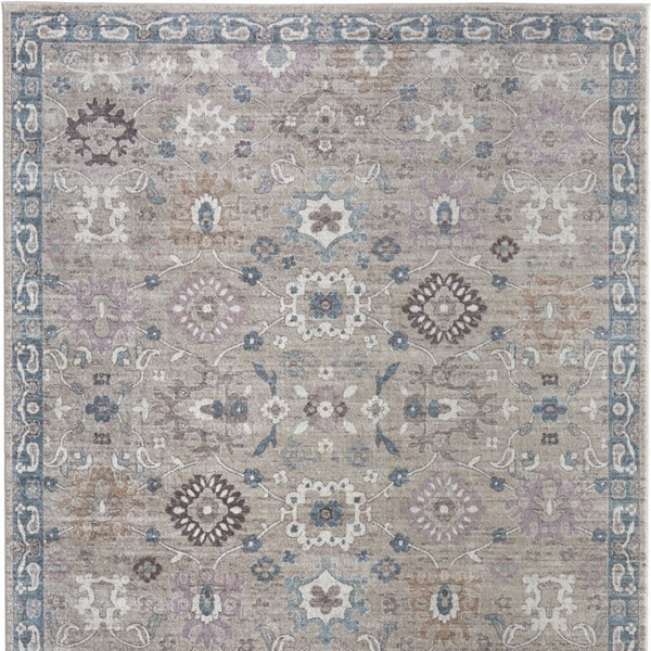 Homeroots 5' X 8' Floral Distressed Area Rug - Durable, Stain Resistant Design Perfect For Homes With Kids & Pets Gray,Blue,Taupe Polypropylene Blend 617328