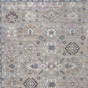 Homeroots 5' X 8' Floral Distressed Area Rug - Durable, Stain Resistant Design Perfect For Homes With Kids & Pets Gray,Blue,Taupe Polypropylene Blend 617328