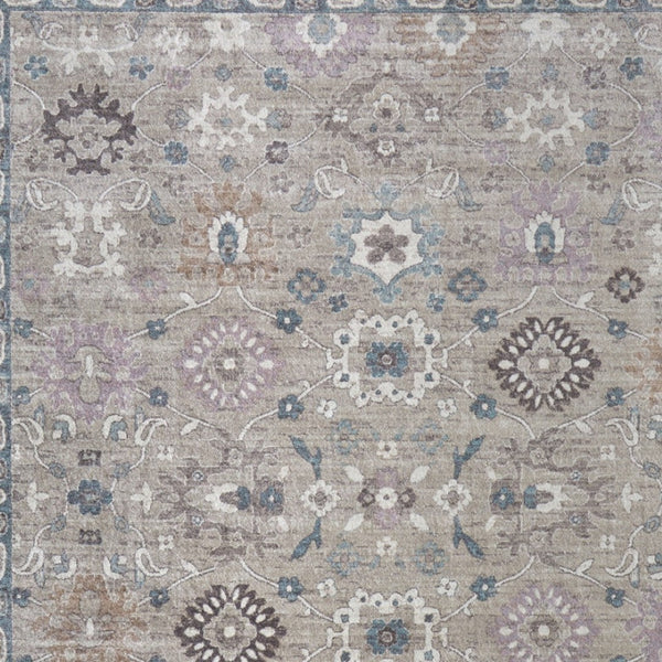 Homeroots 5' X 8' Floral Distressed Area Rug - Durable, Stain Resistant Design Perfect For Homes With Kids & Pets Gray,Blue,Taupe Polypropylene Blend 617328