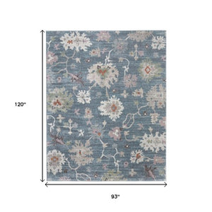 Homeroots 5' X 8' Abstract Distressed Area Rug - Durable, Stain-resistant, Stylish Bohemian Statement Piece Blue,Ivory,Pink Polypropylene Blend 617330