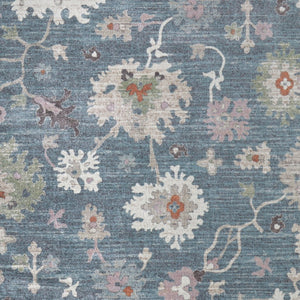 Homeroots 5' X 8' Abstract Distressed Area Rug - Durable, Stain-resistant, Stylish Bohemian Statement Piece Blue,Ivory,Pink Polypropylene Blend 617330