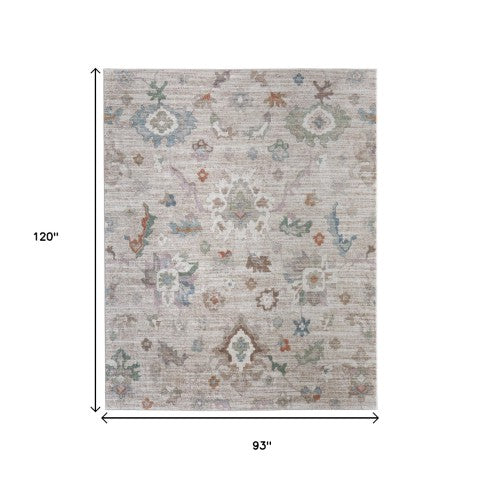 Homeroots 5' Abstract Distressed Area Rug - Durable, Stain Resistant, Perfect For Kids & Pets, Stylish Focal Point Tan,Brown,Blue Polypropylene Blend 617331