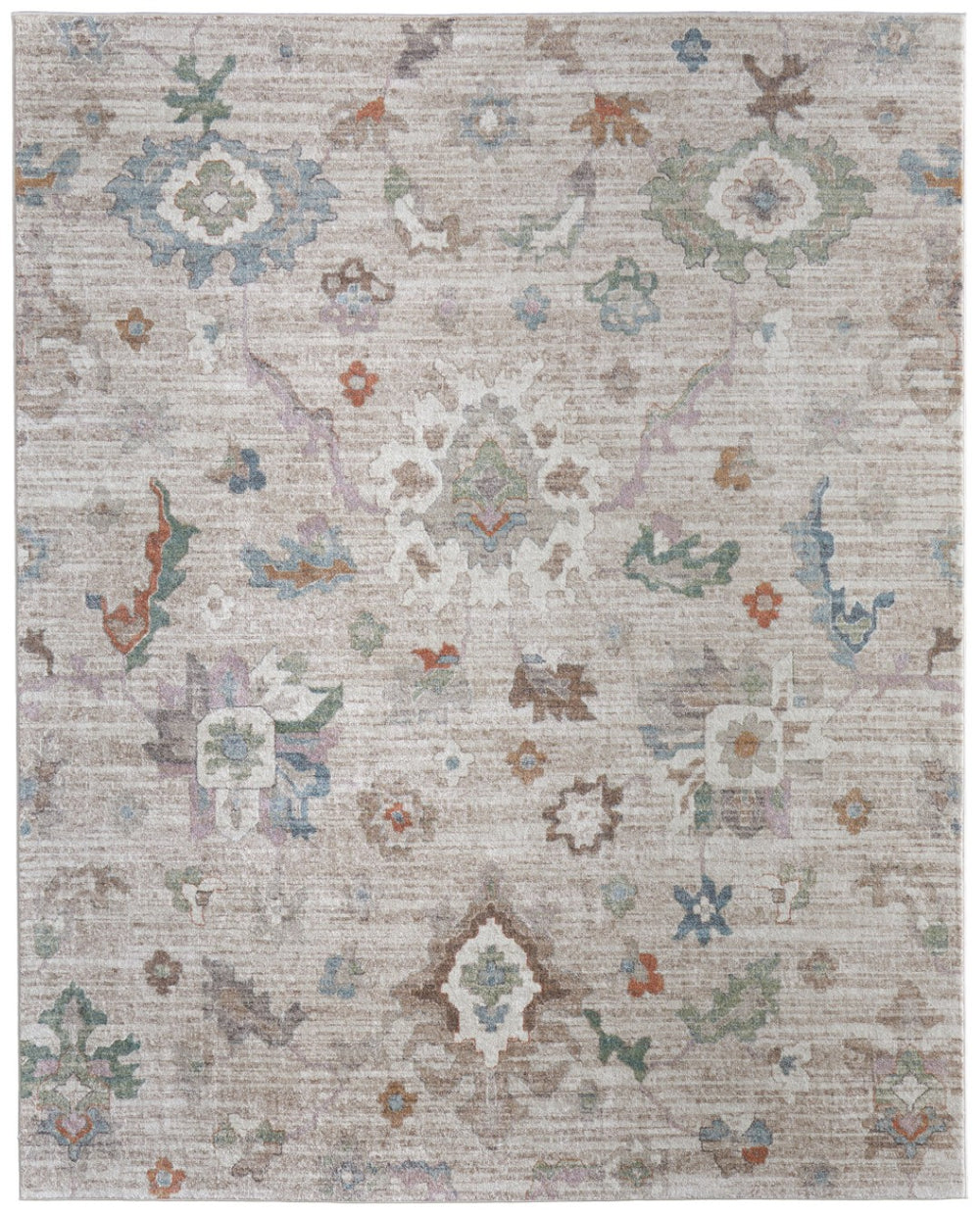 HomeRoots 5' Abstract Distressed Area Rug in Tan, Brown & Blue - Bohemian Style for Modern Living Spaces 8' X 10' 617331