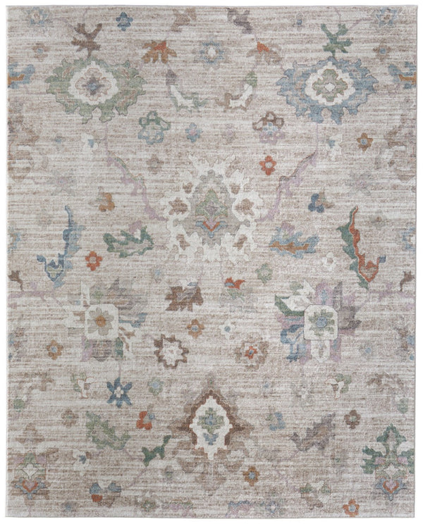 Homeroots 5' Abstract Distressed Area Rug - Durable, Stain Resistant, Perfect For Kids & Pets, Stylish Focal Point Tan,Brown,Blue Polypropylene Blend 617331