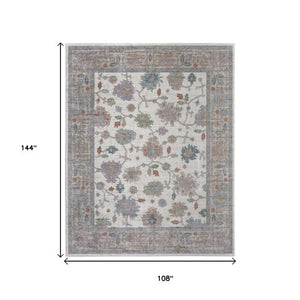 Homeroots 5' X 8' Floral Distressed Area Rug - Stylish, Durable, Stain-resistant For Kid & Pet-friendly Homes Ivory,Brown,Blue Polypropylene Blend 617332