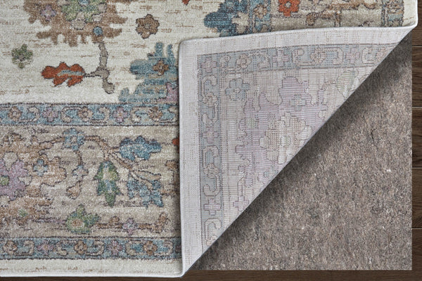 Homeroots 5' X 8' Floral Distressed Area Rug - Stylish, Durable, Stain-resistant For Kid & Pet-friendly Homes Ivory,Brown,Blue Polypropylene Blend 617332