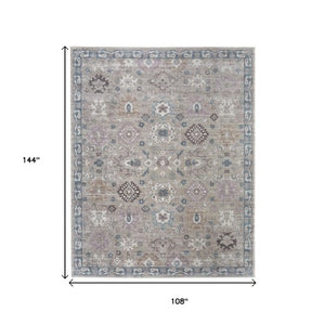 Homeroots 5' X 8' Floral Distressed Area Rug - Durable, Stain Resistant Design Perfect For Homes With Kids & Pets Gray,Blue,Taupe Polypropylene Blend 617333