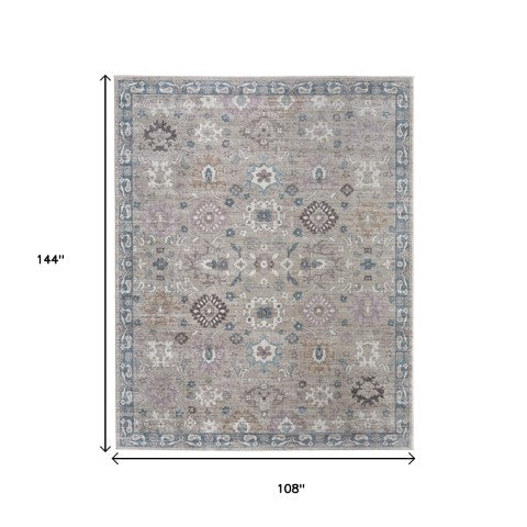 Homeroots 5' X 8' Floral Distressed Area Rug - Durable, Stain Resistant Design Perfect For Homes With Kids & Pets Gray,Blue,Taupe Polypropylene Blend 617333