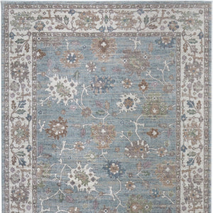 Homeroots 5' X 8' Floral Distressed Area Rug - Durable, Stain Resistant Bohemian Design For Any Space Blue,Ivory,Brown Polypropylene Blend 617334
