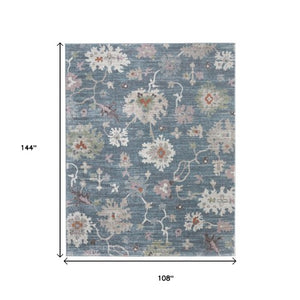 Homeroots 5' X 8' Abstract Distressed Area Rug - Durable, Stain-resistant, Stylish Bohemian Statement Piece Blue,Ivory,Pink Polypropylene Blend 617335