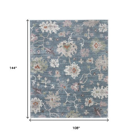 Homeroots 5' X 8' Abstract Distressed Area Rug - Durable, Stain-resistant, Stylish Bohemian Statement Piece Blue,Ivory,Pink Polypropylene Blend 617335