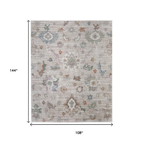 Homeroots 5' Abstract Distressed Area Rug - Durable, Stain Resistant, Perfect For Kids & Pets, Stylish Focal Point Tan,Brown,Blue Polypropylene Blend 617336