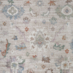 Homeroots 5' Abstract Distressed Area Rug - Durable, Stain Resistant, Perfect For Kids & Pets, Stylish Focal Point Tan,Brown,Blue Polypropylene Blend 617336