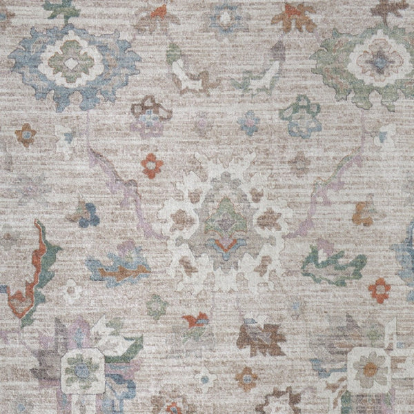 Homeroots 5' Abstract Distressed Area Rug - Durable, Stain Resistant, Perfect For Kids & Pets, Stylish Focal Point Tan,Brown,Blue Polypropylene Blend 617336